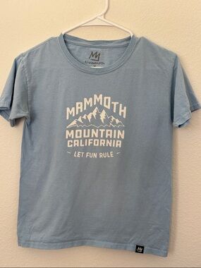 Mammoth Mountain Light Blue Graphic Crewneck T-Shirt